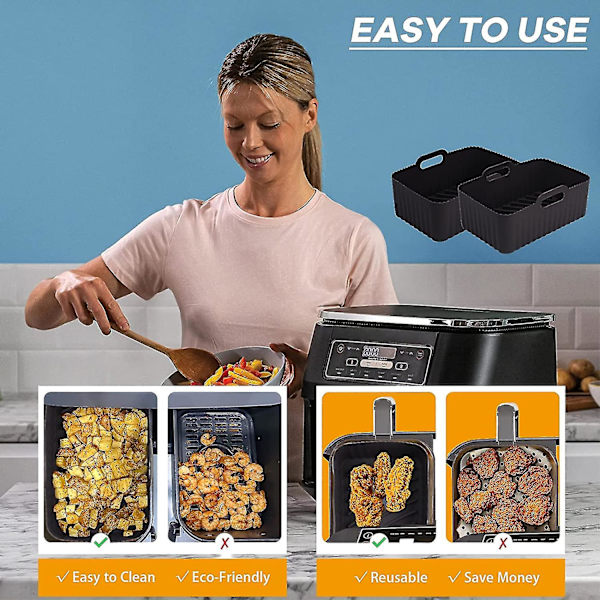 2-pack silikonformar för Ninja Foodi Dz201/dz401 8qt, återanvändbara airfryer-formar för Ninja Dual Air Fryer