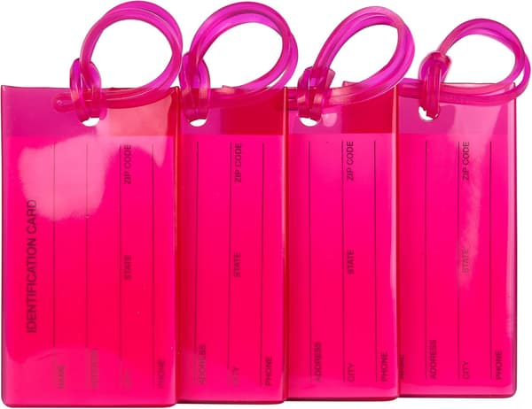 4-pack bagageetiketter för resväskor, flexibla silikon-ID-etiketter för väskor och bagage