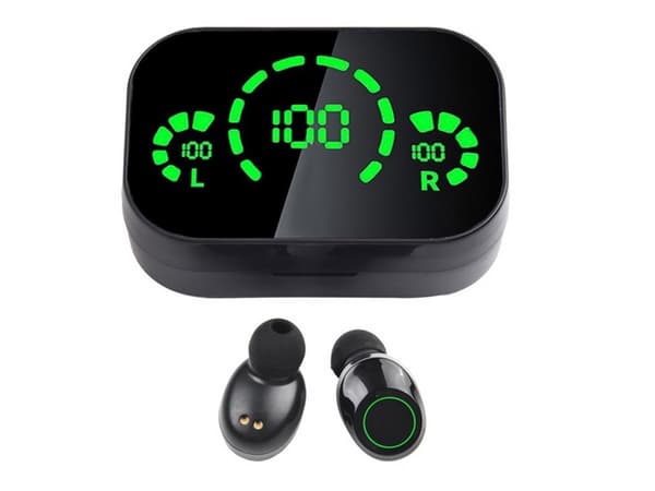 Trådløse hodetelefoner - In-ear med LED-ladeetui og mikrofon