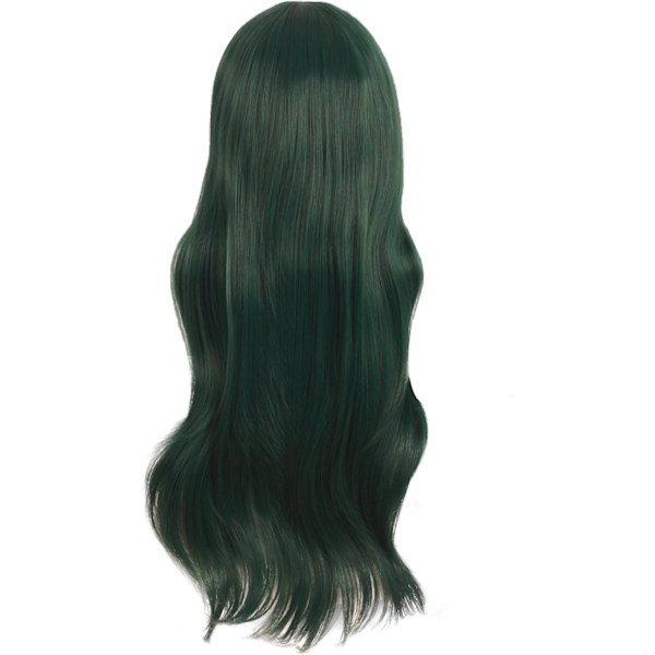 28 tum/70 cm Kvinnor Sido Lugg Lång Lockig Hår Cosplay Peruk för kvinnor flicka Pine Green 28"