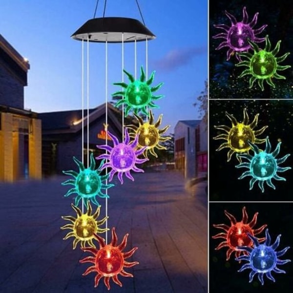Solcells vindklockor LED solcellslampa skrammel färgförändrande solcells vindklockor trädgård trädgård utomhusdekor solcellslampor