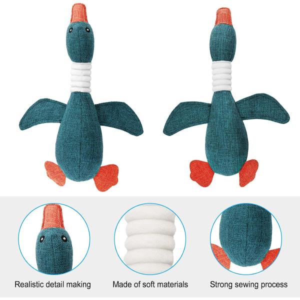 Holdbare plysdyr tyggelegetøj til hundetandrensning, gåselegetøj til små til mellemstore hunde, søde bløde puslespil interaktive kæledyr legetøj (Navy Goose)