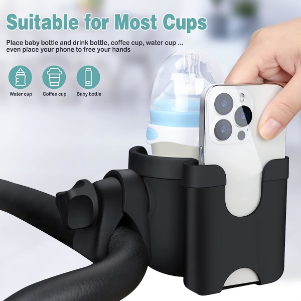 Mugghållare för barnvagn , Gusieapue Universal Mugghållare för sittvagn/barnvagn, Baby för barnvagn, med telefonförvaringslåda