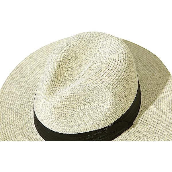 Dam bredbrättad halm Panama rulle hatt bälte spänne Fedora strand solhatt