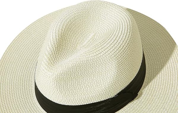 Damer Bredskygget Halm Panama Rulle Hat Bæltespænde Fedora Strand Solhat