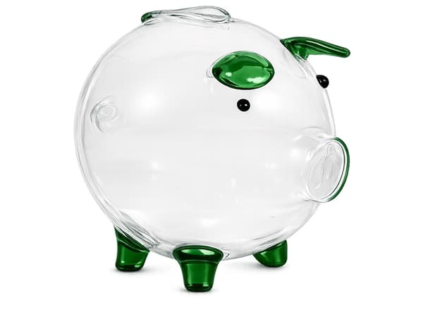 Liten sparegris i glass green