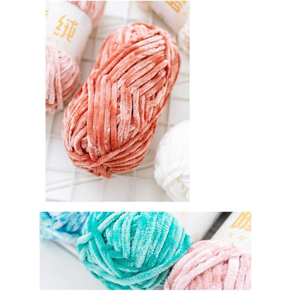2-pack Chenille sammetgarn stickning ull tjock varm virkning stickning garn för DIY handgjord stickad tyg konst väska tröja docka 200g, lila