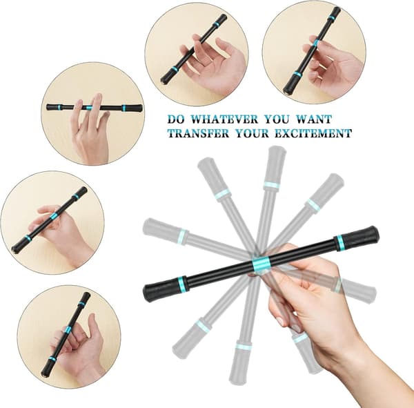 2 stk. Roller Finger Spinning Pen, Refillless Spinning Kuglepen til Børn Studerende Stress Relief Adaptable (Sort og Rød)