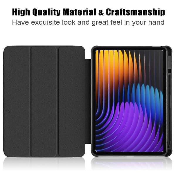 Fodral för Xiaomi Pad 7 Pro/Pad 7 Tri-fold Ställ Mönstertryck PU Läder Klar Baksida - Galaxy