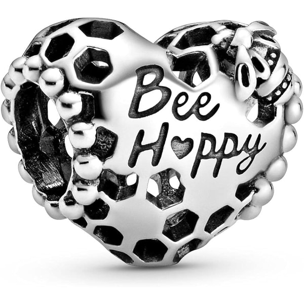 Cupronickel Love Bee Bead Happy Bee Hive Heart Armband Charm