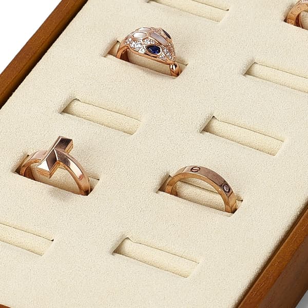 Solis Træ Smykke Displaybakker 12 Slots Ring Organizer Bakker (Beige) Verde