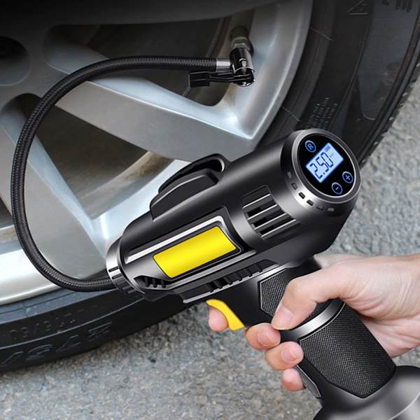 Däckpump, sladdlös bildäckspump med uppladdningsbart litiumjonbatteri, biladapter