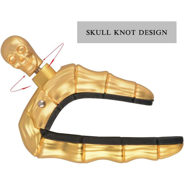 Gitar Capo Skull Capo for Akustisk og Elektrisk Gitar Skeleton Head Ukulele Capo med 5 Picks Gold