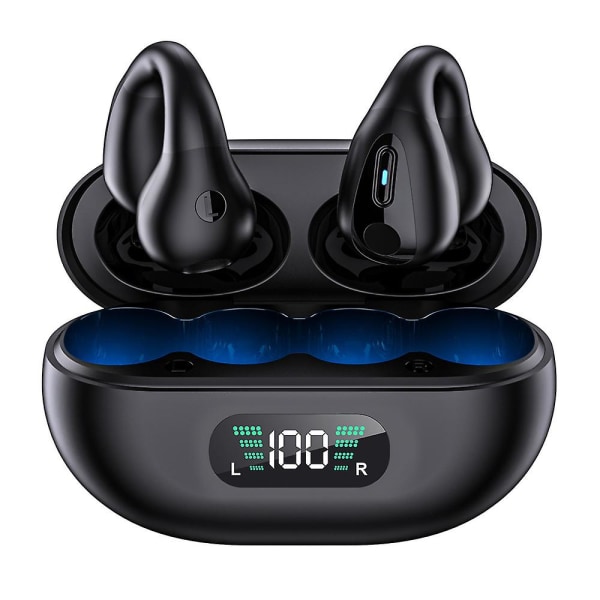 Trådløse ørepropper Bluetooth 5.3 Open Ear ørepropper sykkelørestykke støydempende headset black