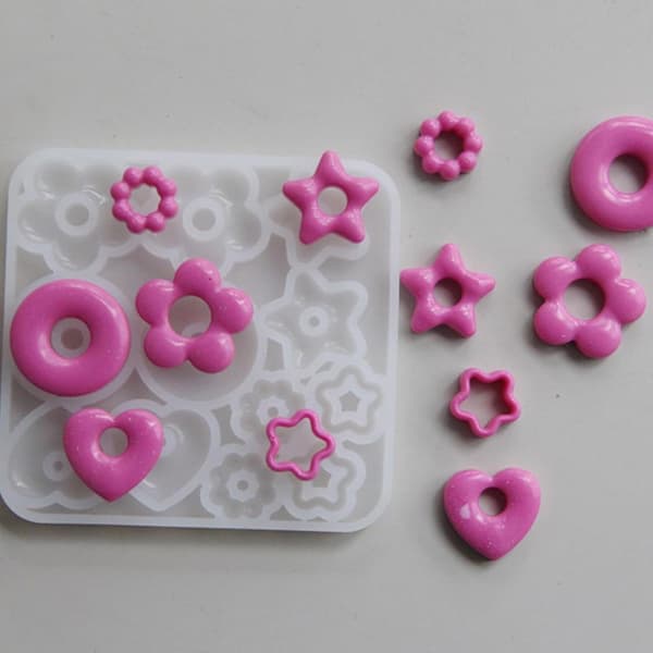 Epoxy resin form, silikoneforme til støbning, nøgleringe, resin smykker, hjerter, stjerner, blomster, øreringe