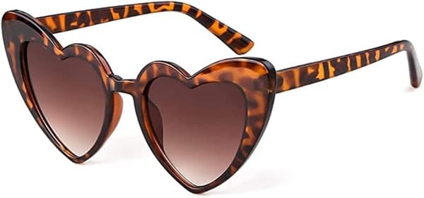 Hjerteformede solbriller til kvinder, vintage katteøje mod-stil retro Kurt Cobain-briller, leopard Leopard