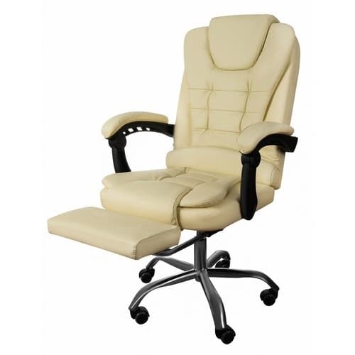 Kontorstol med fodstøtte - Kontorstol - Kunstlæder beige