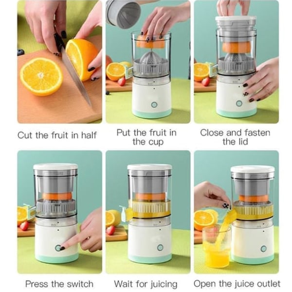 Juice Juicer Trådlös USB Uppladdningsbar Fruktextraktor Kreativ Hållbar elektrisk Citrus Juicer Köksverktyg