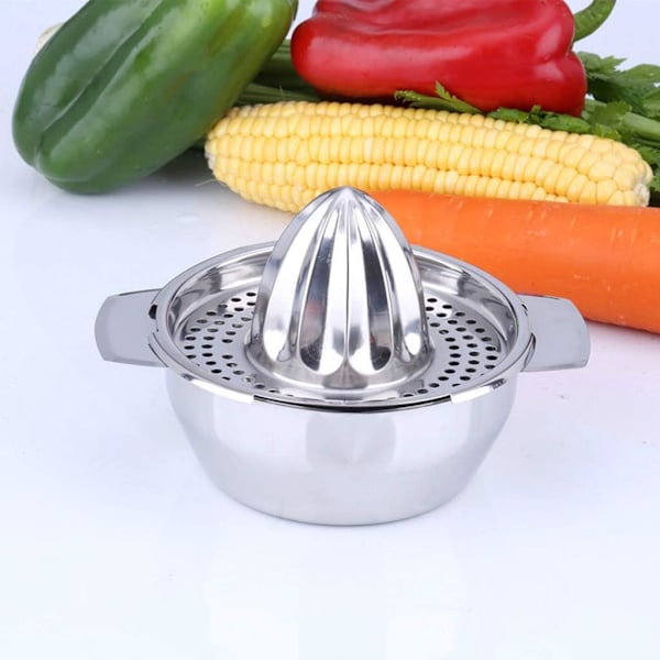 Rustfrit citronpresser i rustfrit stål, juicer med skålbeholder til appelsiner citroner frugt hjemmelavet juice i køkkenet