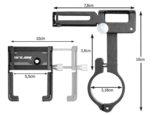Mobiltelefonholder sykkel aluminium justerbar