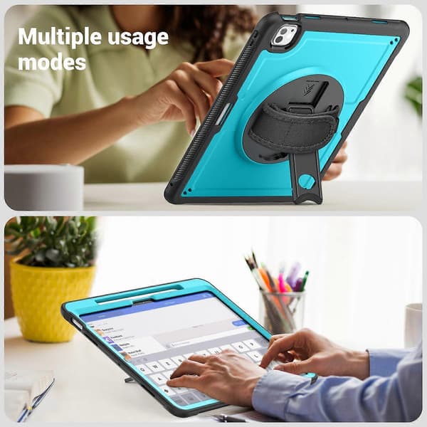 Fodral med Ställ, PC TPE Tablet Skydd med Handrem för iPad Pro 13 (2024) M4