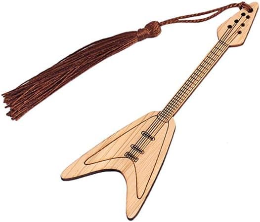 Design Gitarr Bambu Bokmärke med Tofsar för DIY-projekt och Presentetiketter-B B