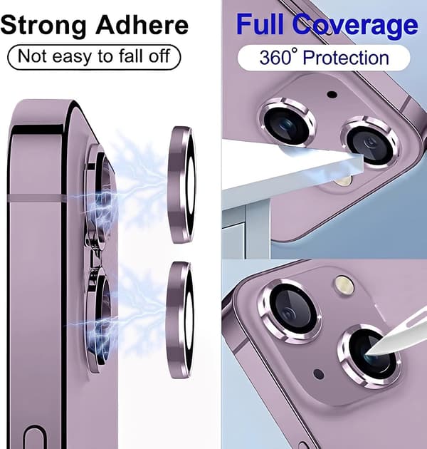 Kamerlinsskydd för iPhone 14 / iPhone 14 Plus, Splittersäkra Ultra HD Individuella Linsskydd, Lila