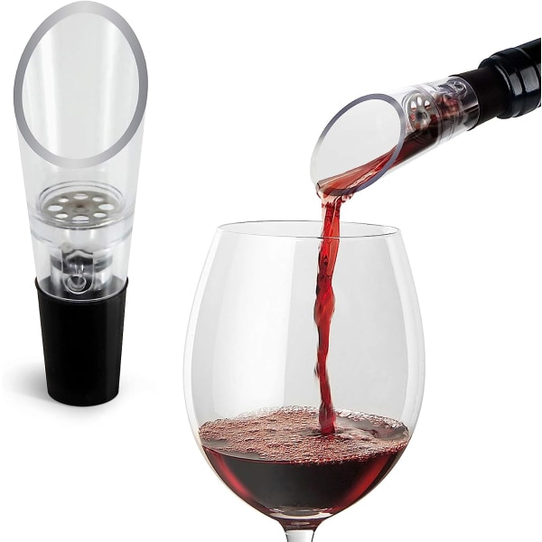 Vinluftare och vinhällare (2-pack) - Premium luftningspip och set