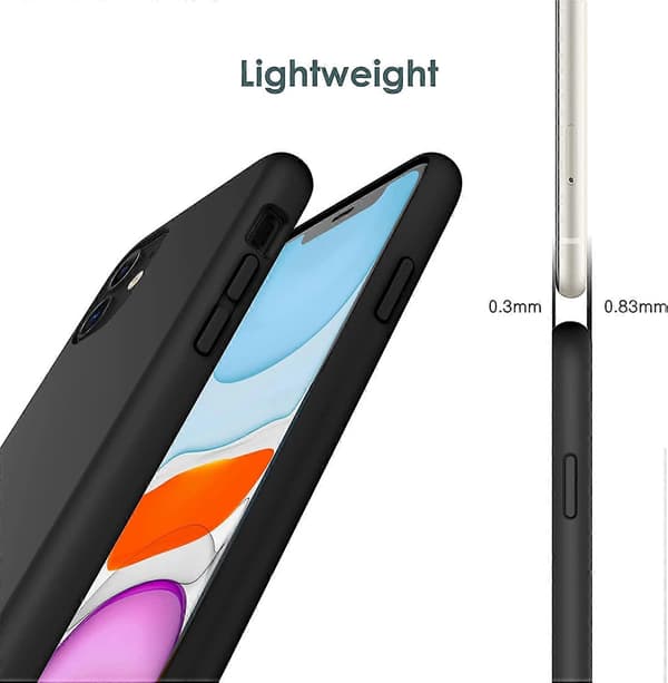 Silikonskal för iPhone 11 6,1 tum, Silkeslen Full-Body Skyddsfodral, Stötsäkert skal med Mikrofiberfoder (Svart)