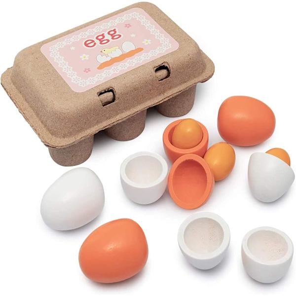 Äggköksleksaker, träleksaksmat, barnspelmatlagning DIY kök låtsasspel matset, påskägg