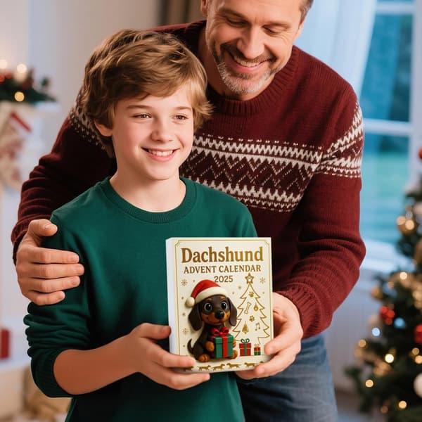 2026 Jul Dachshund Adventskalender, 24 Dager Hund Samleobjekt Overraskelser, 2D