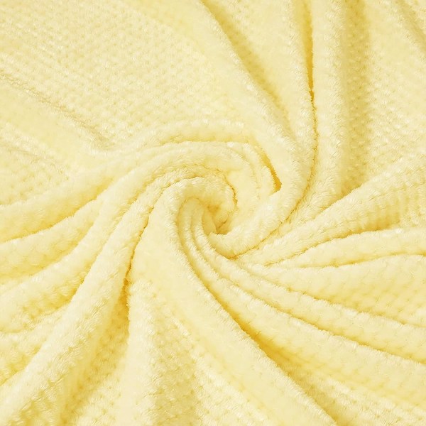 Vohvelikuvioitu erittäin suuri fleece-peitto, superpehmeä ja lämmin torkkupeitto sohvalle ja sänkyyn (vaaleankeltainen, 127*178cm) - Mukava, pörröinen ja kevyt