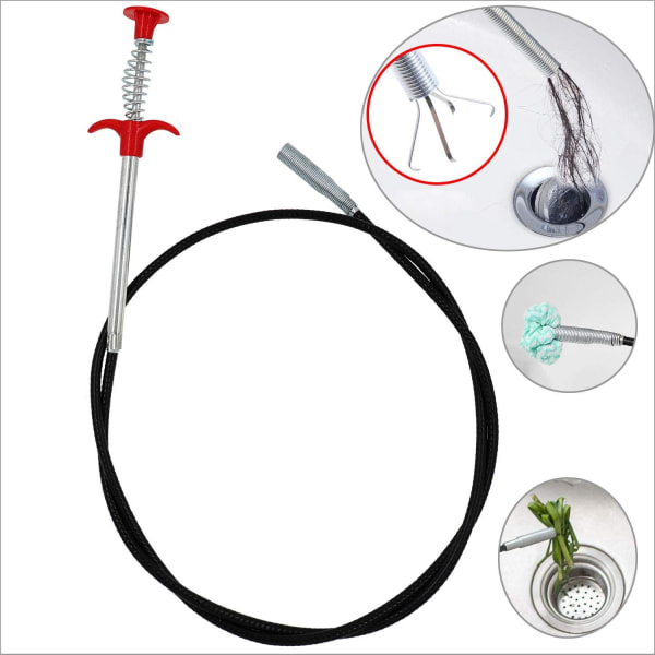 63 Inch Flexible Grabberable Pickup Tool, Retractable Claw Stick, Snake & Cable Aid, Use to Grab Trash Hairs & Drain Auger