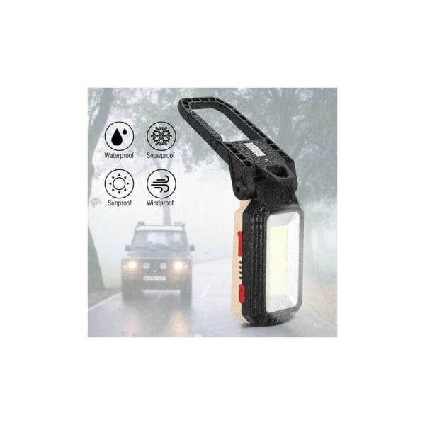 Ficklampa LED Arbetsljus Ficklampa, 10W LED Spotlight Bärbar Uppladdningsbar inspektionslampa Magnetisk Ficklampa med USB för bilreparation
