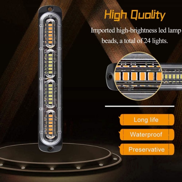 2x 24LED Strobe-valot 12-24V Ultraohut Hätävilkku LED Strobe Hätävalo Rakennusauto Kuorma-auto Ajoneuvo