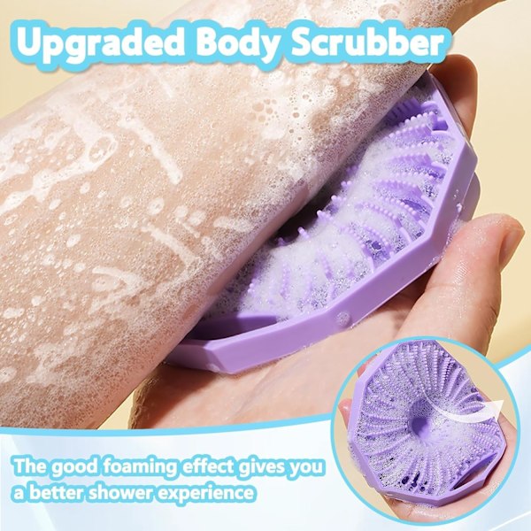 2-pack Silikon Duschskrubb för Män Kvinnor - Kroppsryggskrubbset, Antimikrobiella Exfolierande Handhållna Borstar