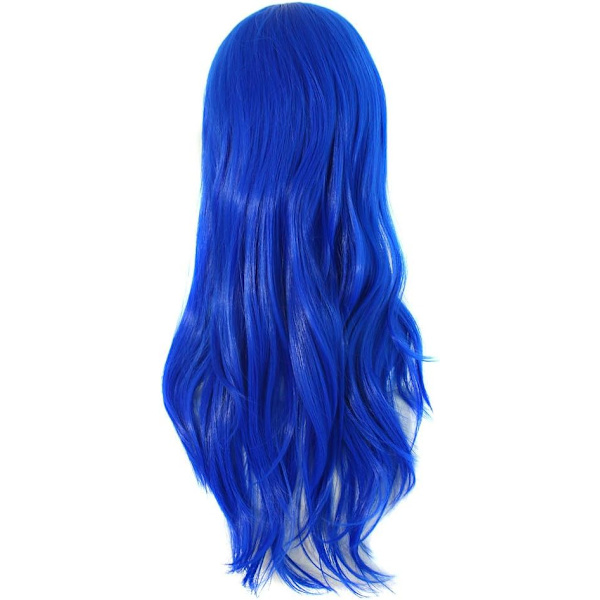 28 tuuman / 70 cm:n naiset sivuotsat pitkät kiharat hiukset Cosplay-peruukki naisille tytölle Blue 28"