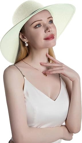 Dame Sommer Bredskygget Solhat Strand Foldbar Solhatte Floppy Roll Up Cap Uv UPF 50+ Caps white