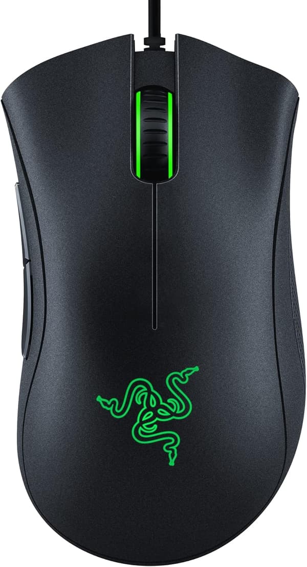 Gaming-mus: 6400 DPI optisk sensor - 5 programmerbare knapper - Mekaniske kontakter - Gummigreb på siderne - Sort