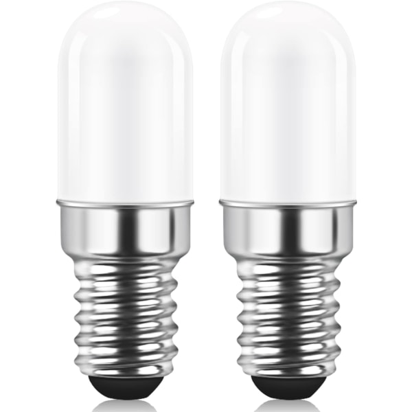 E14 LED kyllampa, 2W Motsvarar 15W, varmvit 3000K, glödlampa för kyl, saltlampa, symaskin, ej dimbar, paket med 2