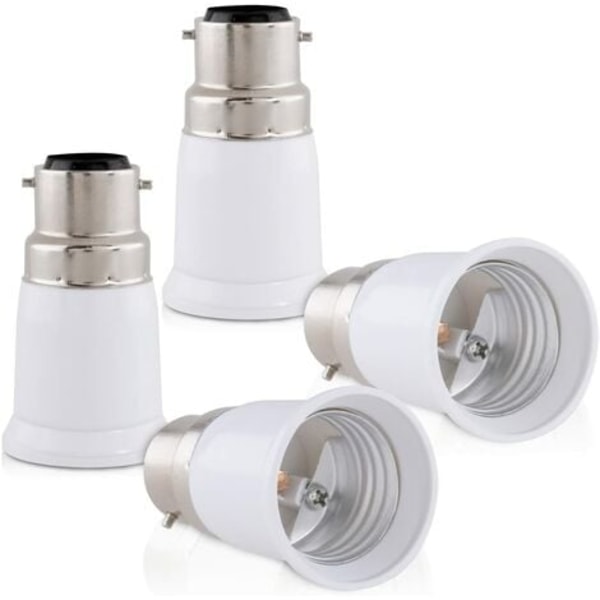 4x Sockeladapter - B22 till E27 Sockelomvandlare - Bajonettlamphållare Adapter för halogen LED-lampa