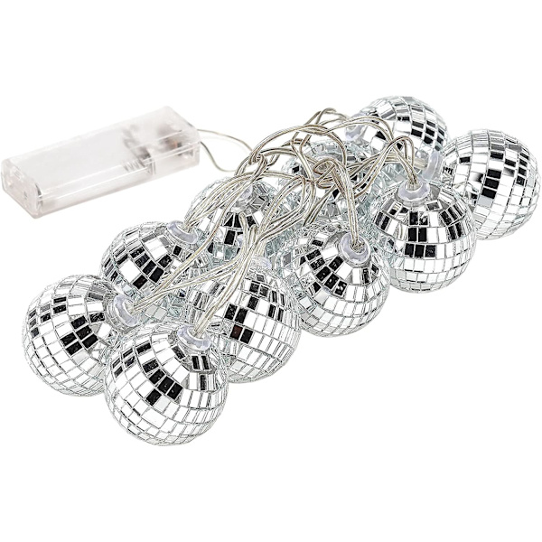 Spejlkugle-lyskæde, disco-spejlkugle-LED-strenge, 10 LED-spejlkugler
