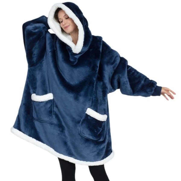 Bærbar fleece-hettegenser – Sherpa fleece-hettegenser, mørkeblå Navy blue