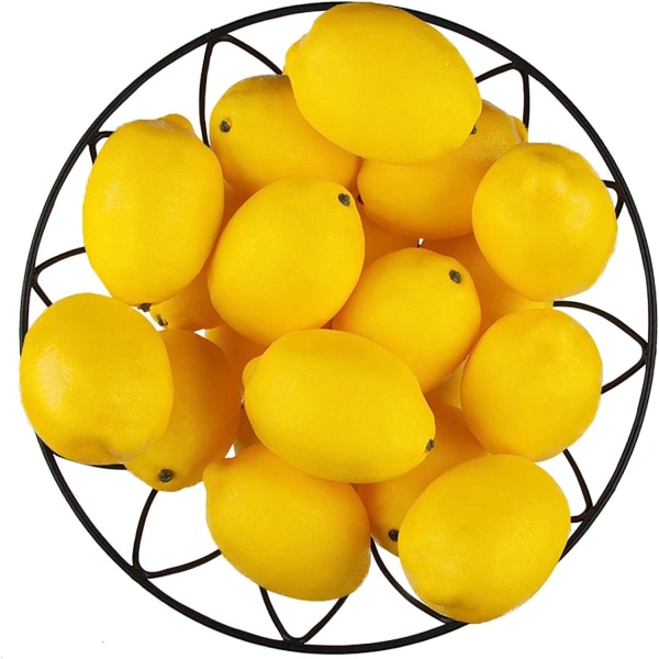 20 st konstgjorda citroner och limefrukter falska fruktcitroner för festdekoration för hemmakök, 3'' X 2'' gul