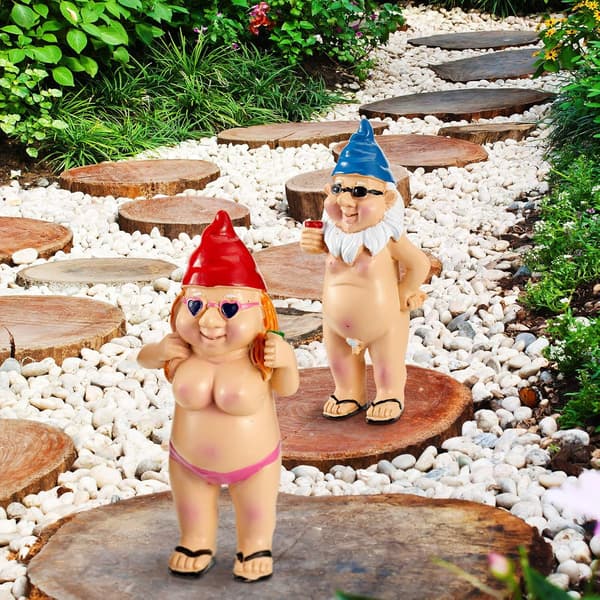 2-Pack Garden Goblin Art Deco Pee Gnome Naughty Garden Statue