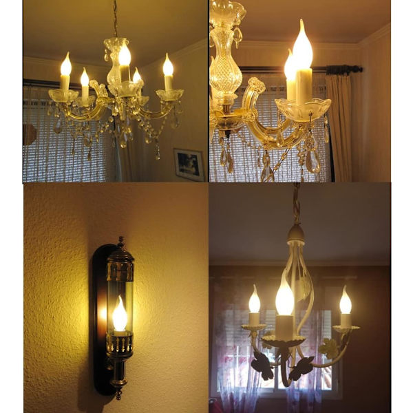 E14 LED-ljuskälla, flamform, varmvit 2700K, 4W motsvarande glödlampa 40W, 400lm, 12-pack [Energiklass A+]