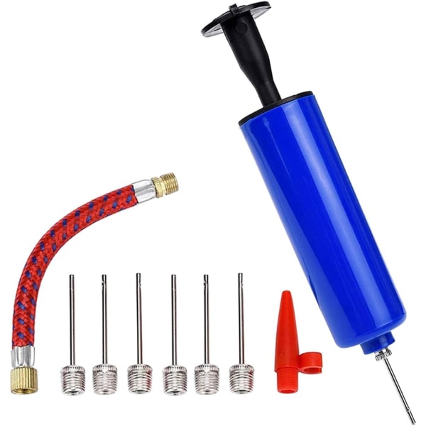 Håndluftballpumpe-sett, bærbar oppblåsningspumpe for ballonger med 7 nåler, 1 dyse og 1 ventiladapter for basketball og andre oppblåsbare gjenstander