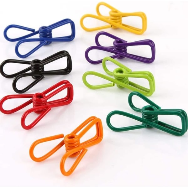 Spånklämmor, 30 olika slumpmässiga färger Praktiska metallklämmor belagda clips med hög elasticitet Hållbar