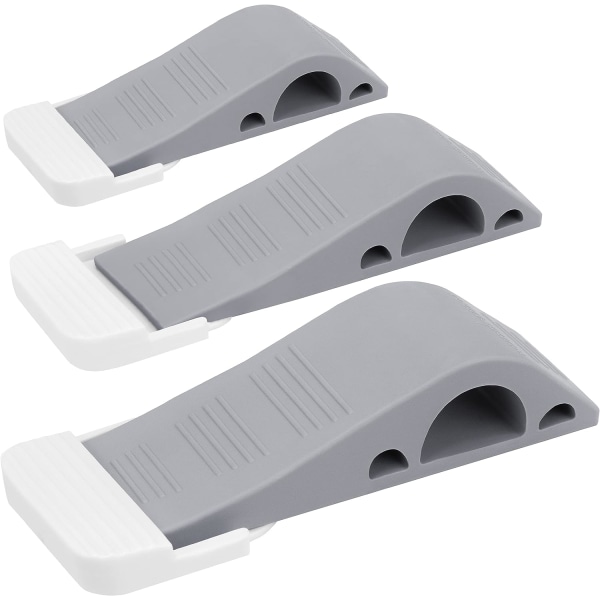 Dörrstopp - filt och trä 3-pack gummi säkerhetskilar för dörrbotten - grå