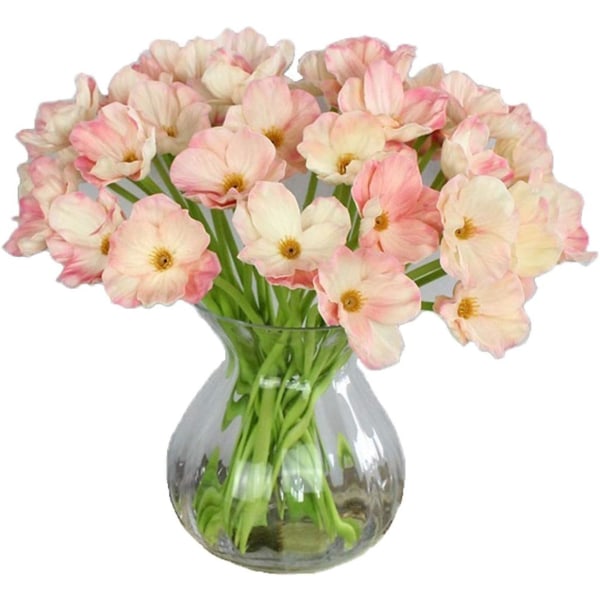 10 ST Konstgjorda vallmoblommor Konstgjord blomma för bröllopshelg Brudbukett Hemfestdekor (rosa)